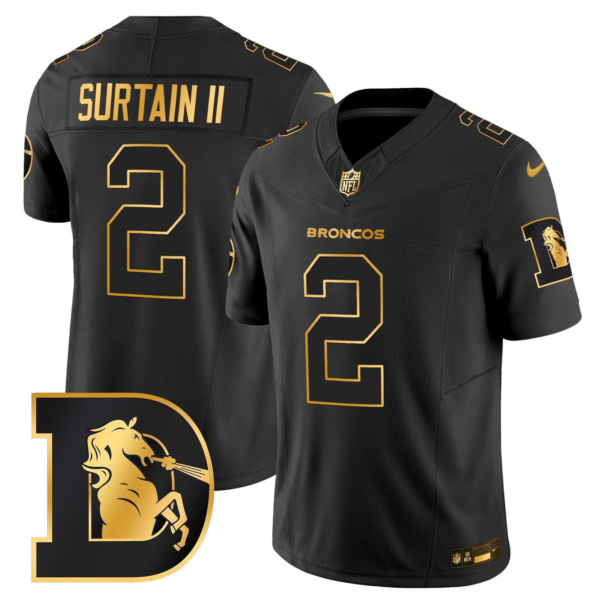 Men's Denver Broncos Throwback Gold Vapor Limited Jersey - All Stitched