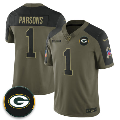 Green Bay Packers 2025 Salute to Service Limited Jersey - All Stitched