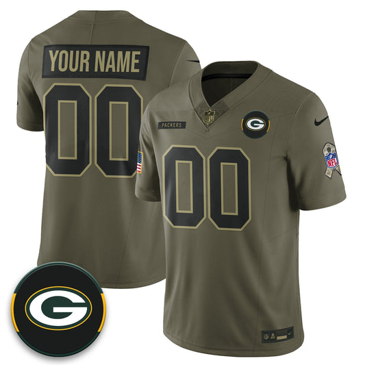 Custom Green Bay Packers 2025 Salute to Service Limited Jersey - All Stitched