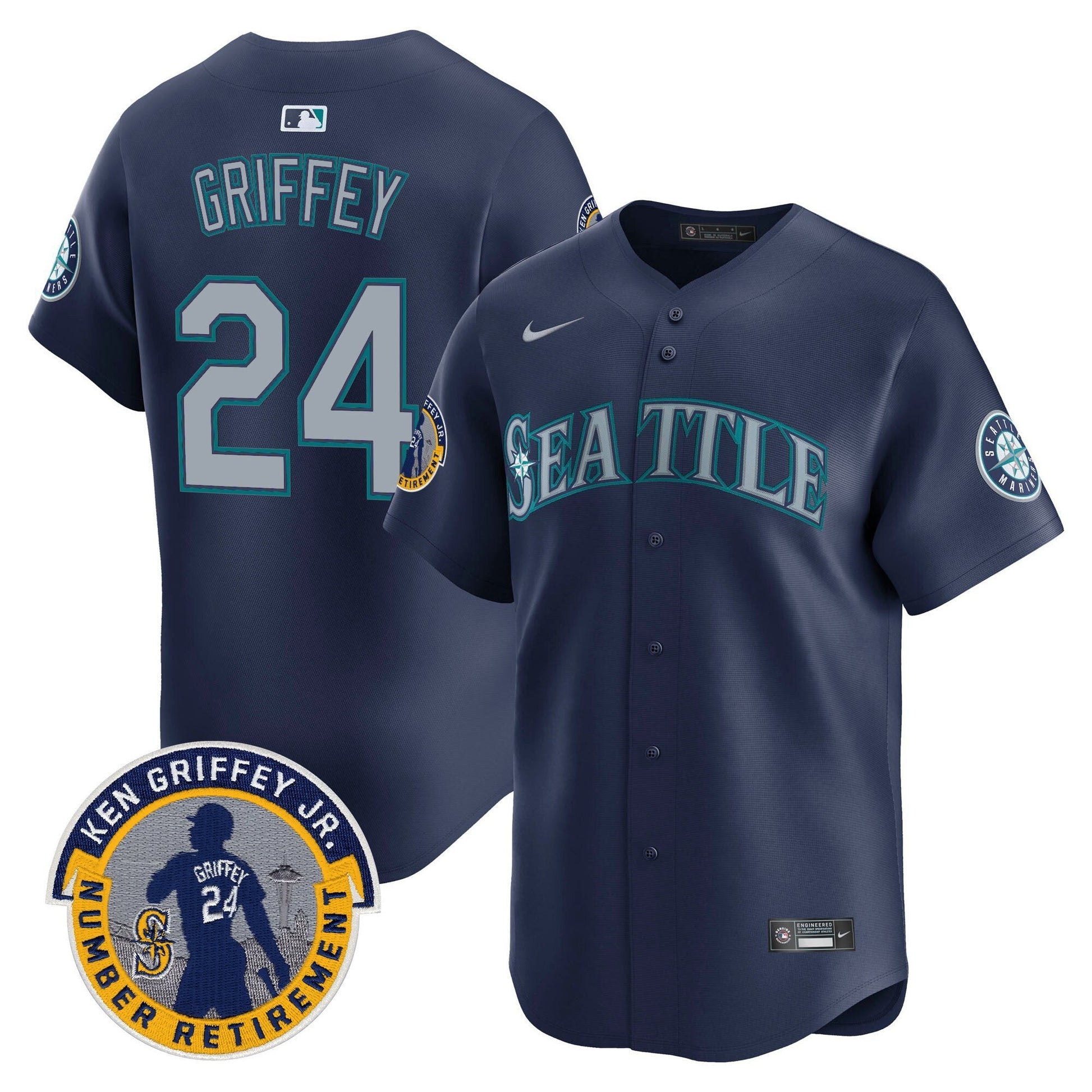 Men's Seattle Mariners 2025 Ken Griffey Jr. Patch Vapor Premier Limited Jersey - All Stitched