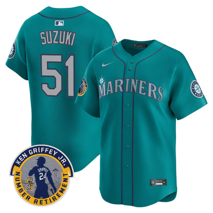 Men's Seattle Mariners 2025 Ken Griffey Jr. Patch Vapor Premier Limited Jersey - All Stitched