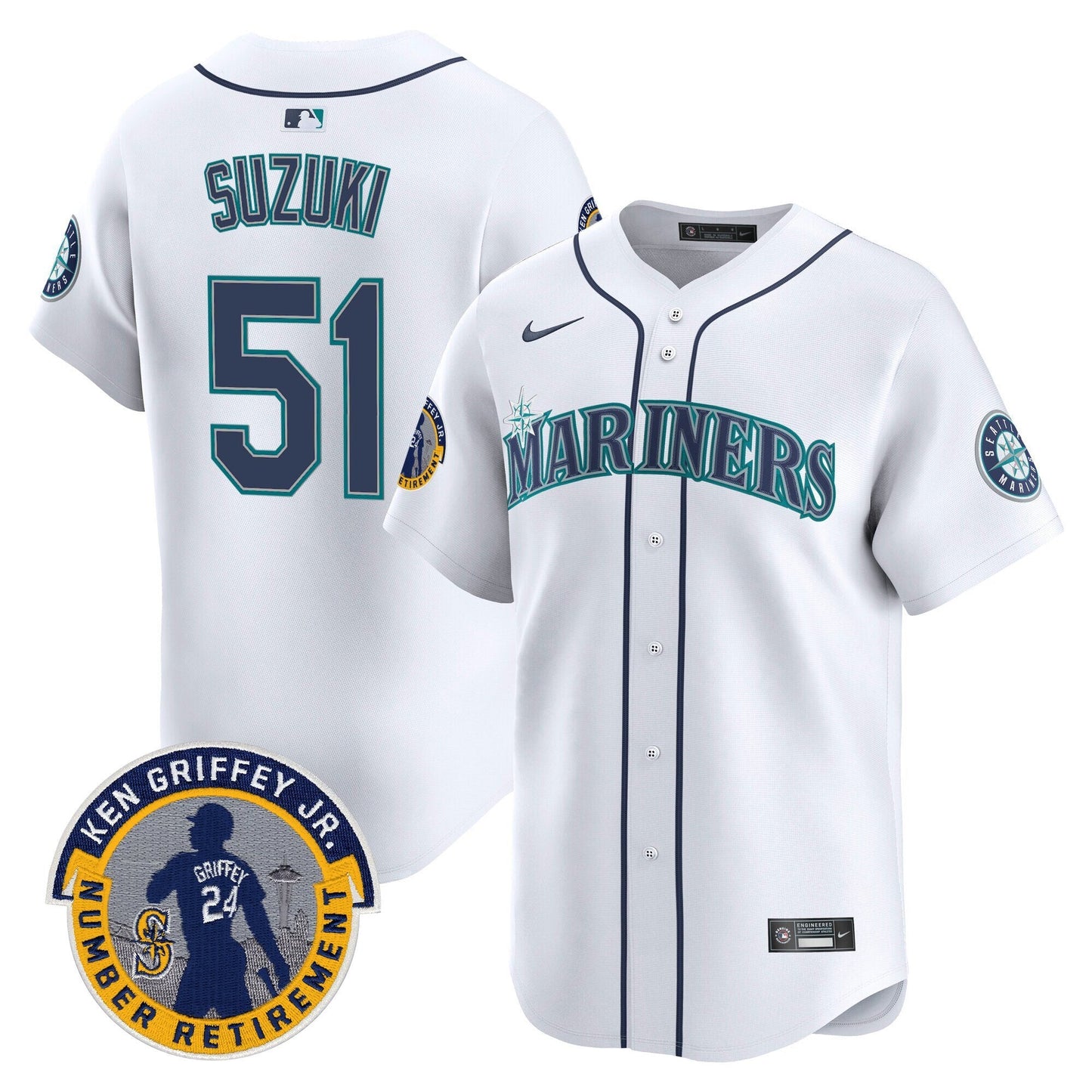 Men's Seattle Mariners 2025 Ken Griffey Jr. Patch Vapor Premier Limited Jersey - All Stitched