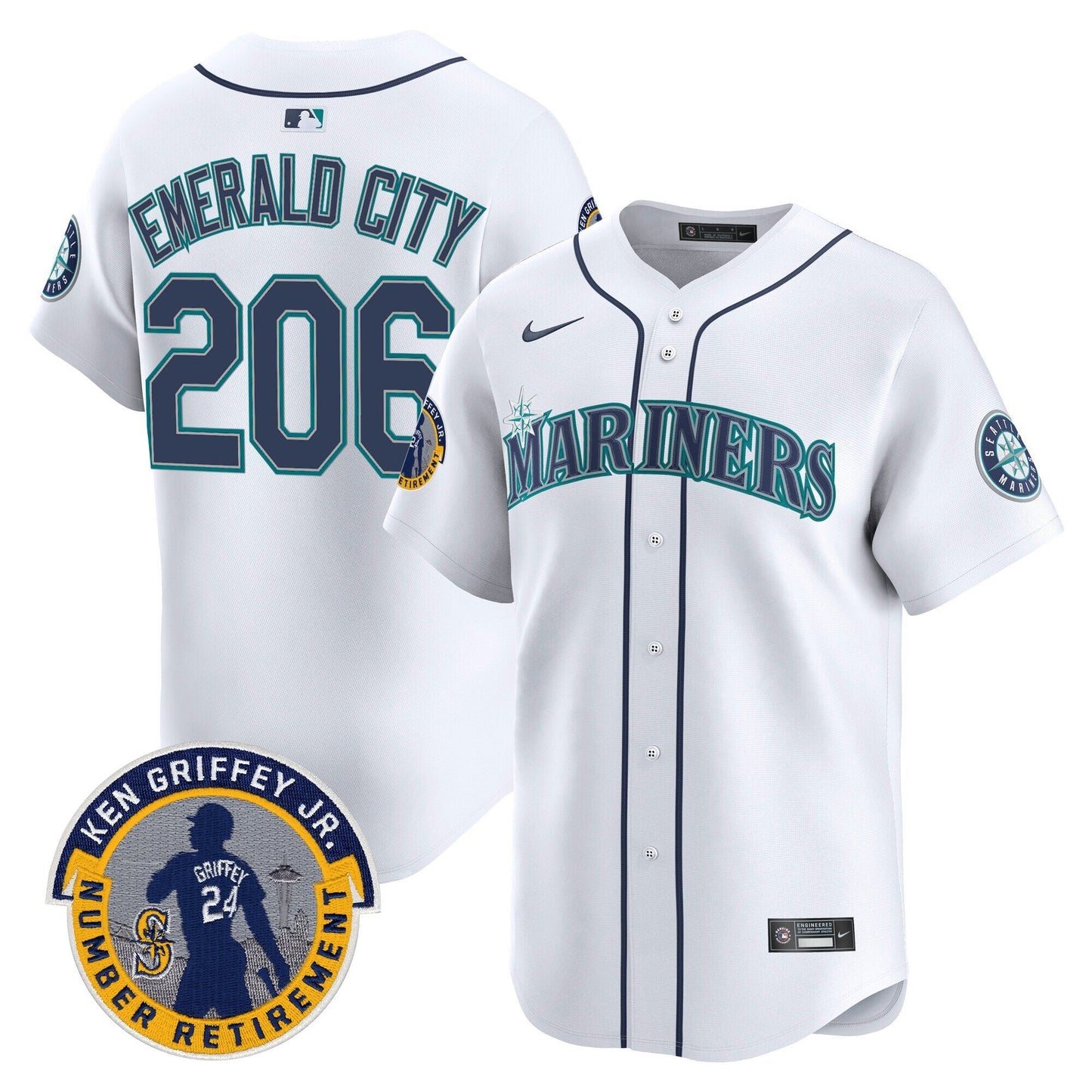 Men's Seattle Mariners 2025 Ken Griffey Jr. Patch Vapor Premier Limited Jersey - All Stitched