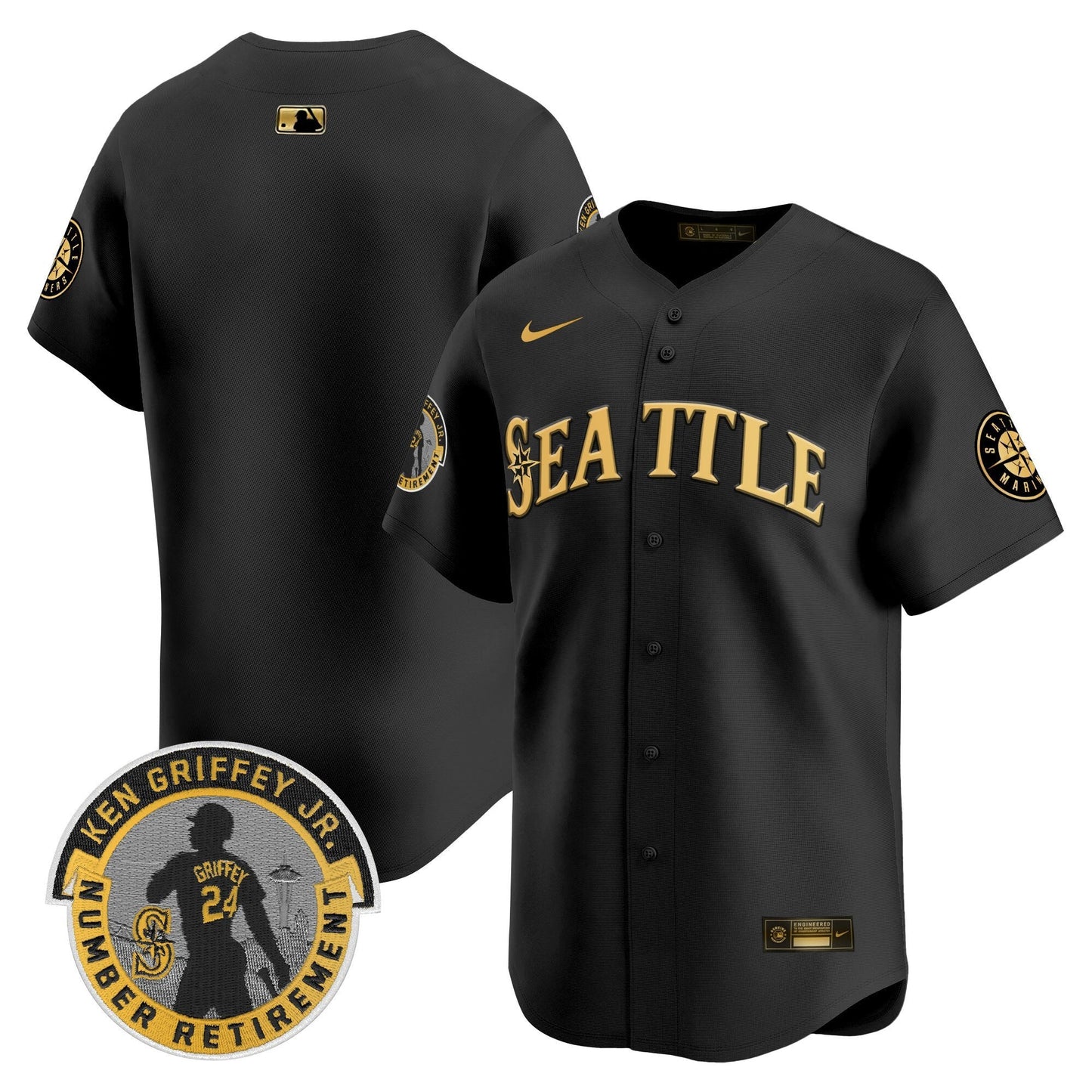 Men's Seattle Mariners 2025 Ken Griffey Jr. Patch Vapor Premier Limited Jersey - All Stitched