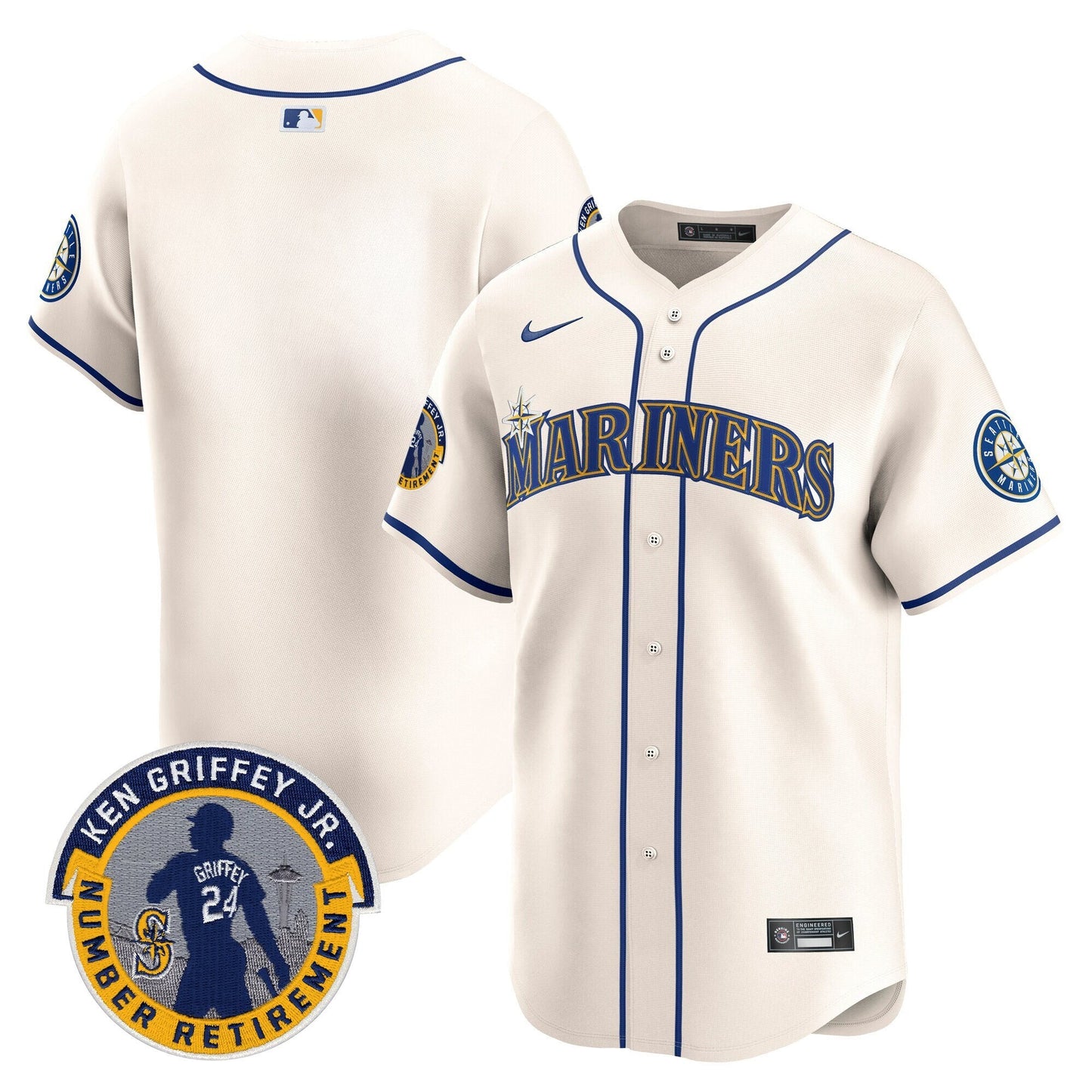 Men's Seattle Mariners 2025 Ken Griffey Jr. Patch Vapor Premier Limited Jersey - All Stitched