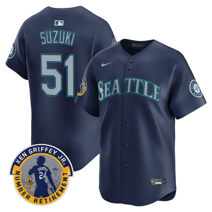 Men's Seattle Mariners 2025 Ken Griffey Jr. Patch Vapor Premier Limited Jersey - All Stitched