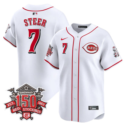 Men's Cincinnati Reds 150th Anniversary Patch Vapor Premier Limited Jersey - All Stitched