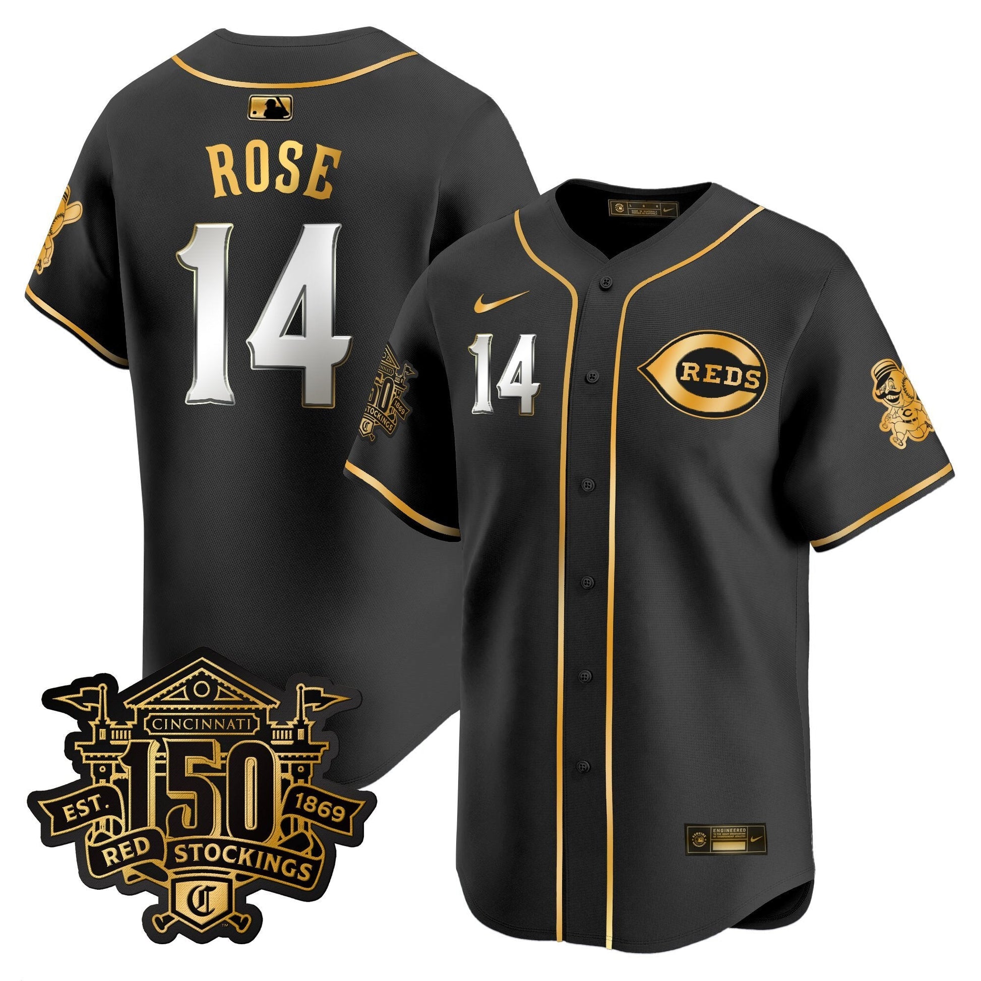 Men's Cincinnati Reds 150th Anniversary Patch Vapor Premier Limited Jersey - All Stitched
