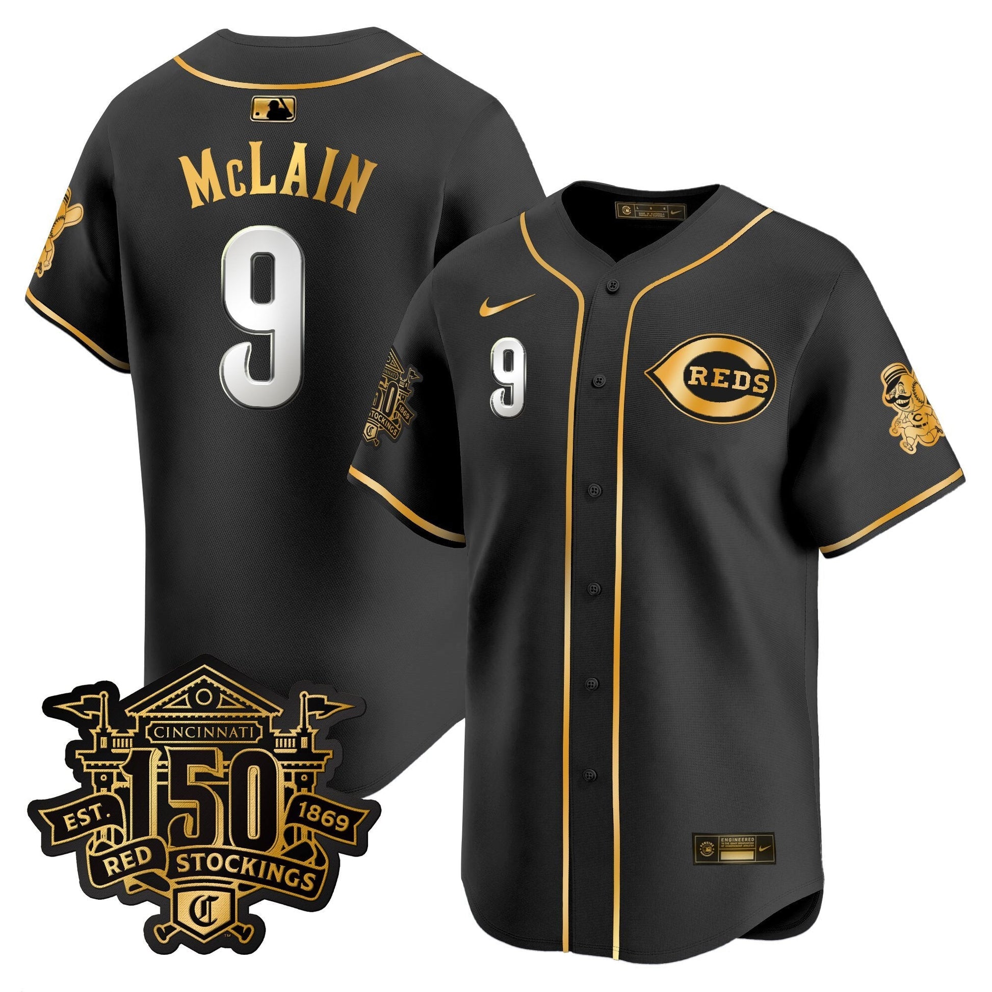 Men's Cincinnati Reds 150th Anniversary Patch Vapor Premier Limited Jersey - All Stitched