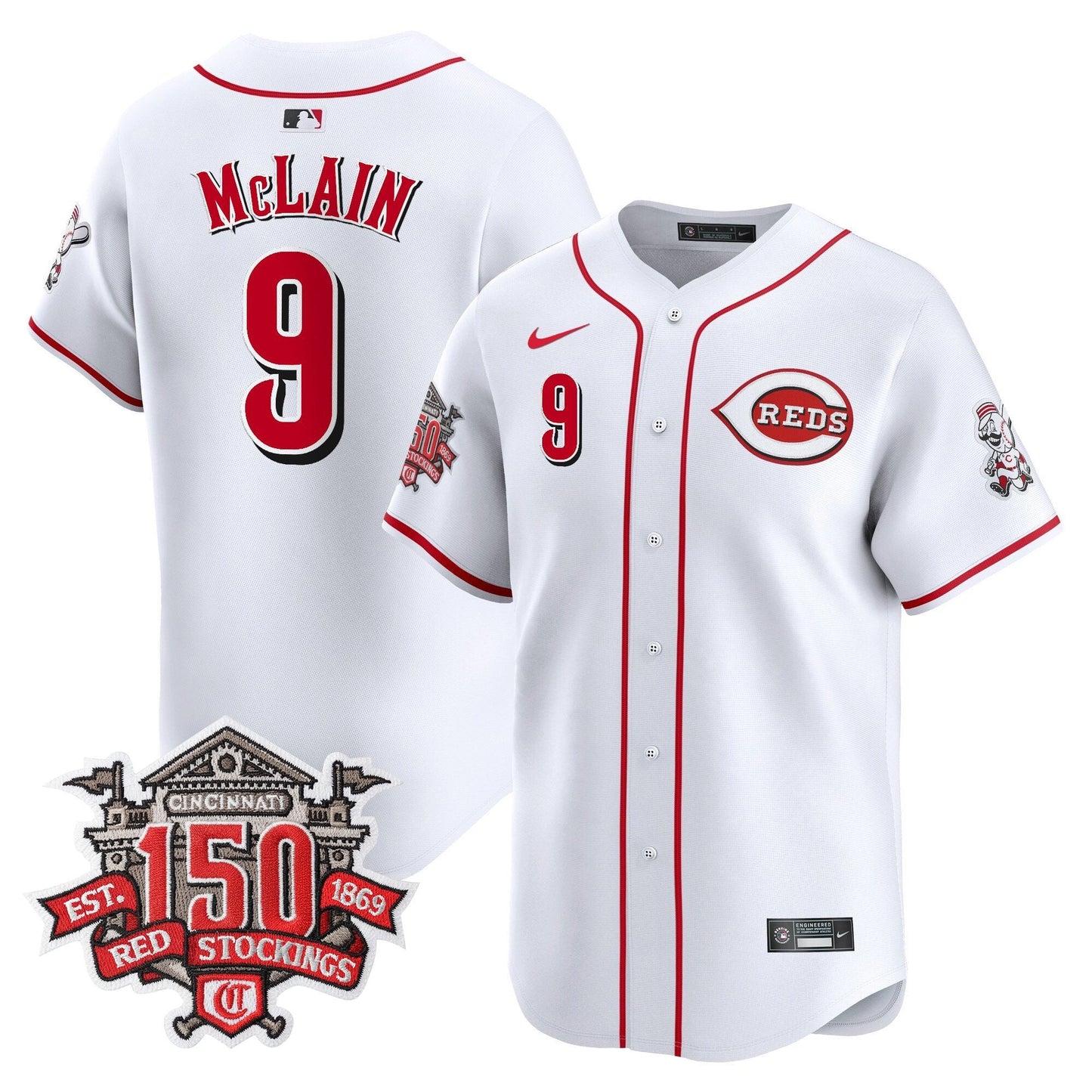 Men's Cincinnati Reds 150th Anniversary Patch Vapor Premier Limited Jersey - All Stitched