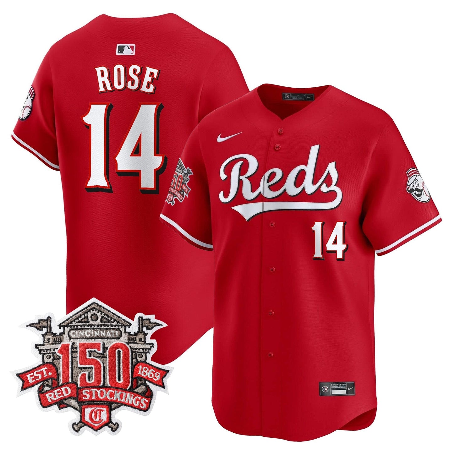 Men's Cincinnati Reds 150th Anniversary Patch Vapor Premier Limited Jersey - All Stitched