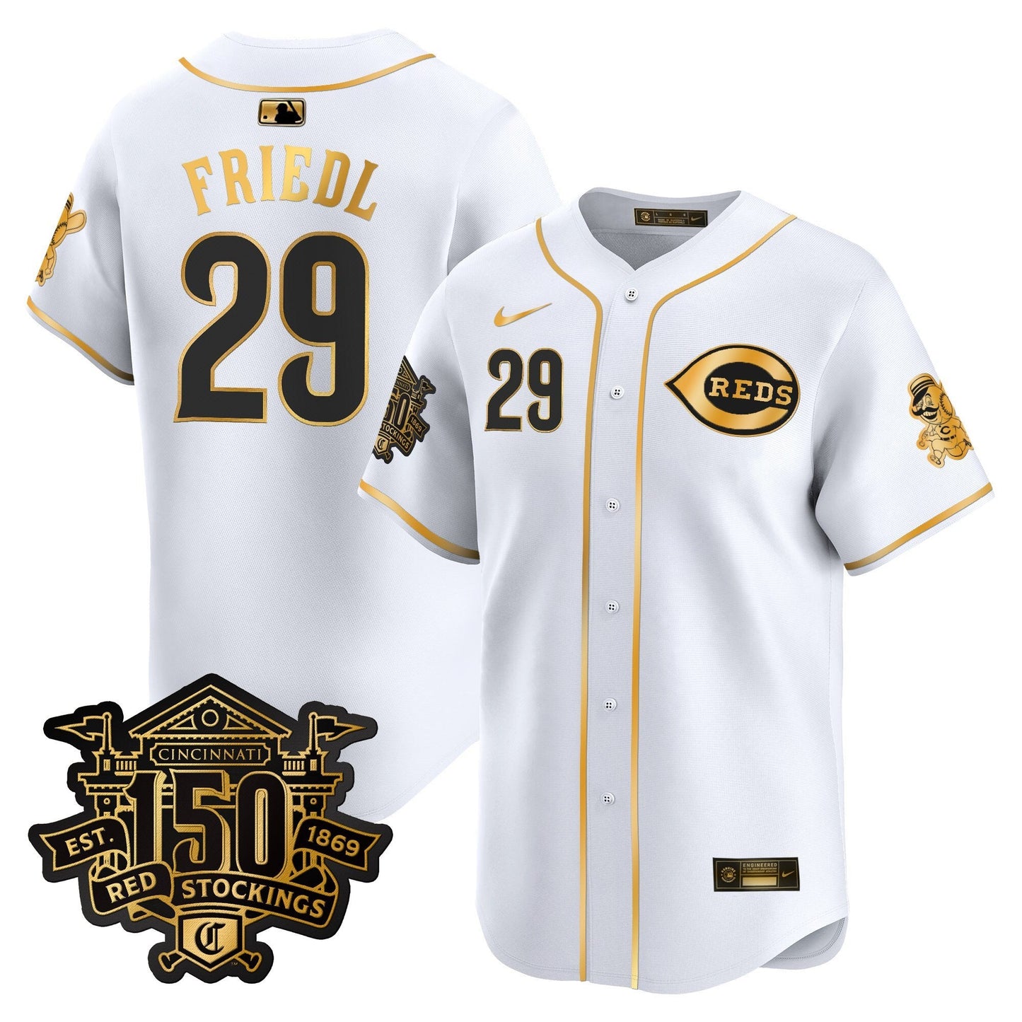 Men's Cincinnati Reds 150th Anniversary Patch Vapor Premier Limited Jersey - All Stitched
