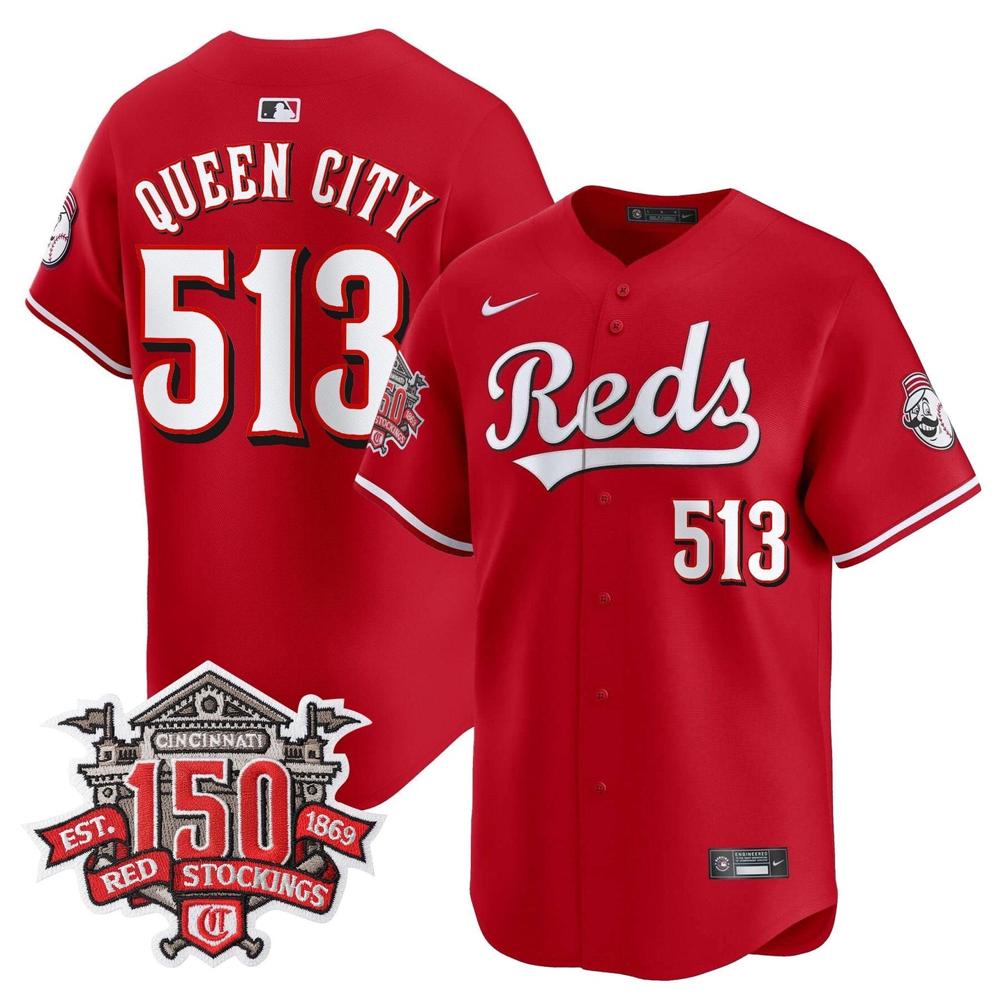 Men's Cincinnati Reds 150th Anniversary Patch Vapor Premier Limited Jersey - All Stitched