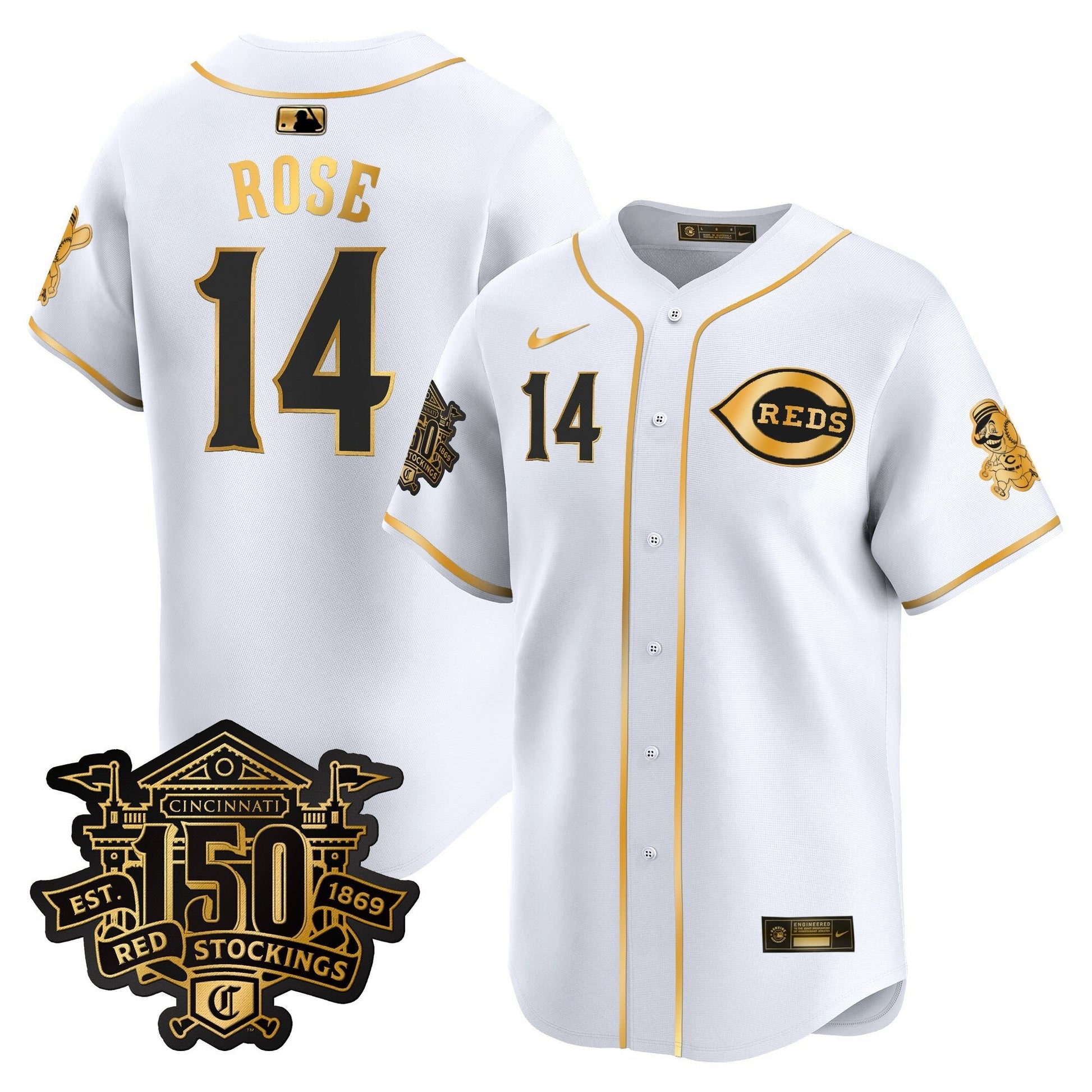 Men's Cincinnati Reds 150th Anniversary Patch Vapor Premier Limited Jersey - All Stitched