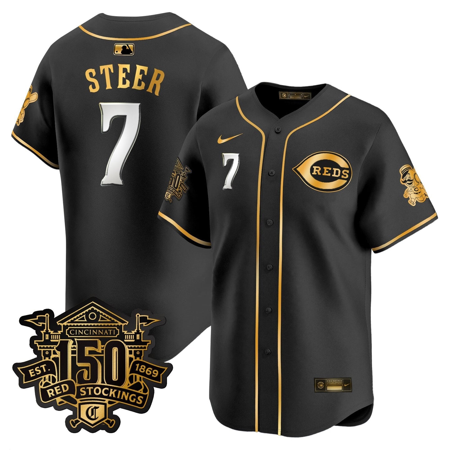 Men's Cincinnati Reds 150th Anniversary Patch Vapor Premier Limited Jersey - All Stitched