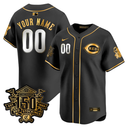 Cincinnati Reds 150th Anniversary Patch Vapor Premier Limited Custom Jersey - All Stitched