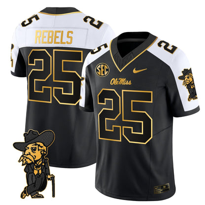 Men's Ole Miss Rebels 2025 Gold Vapor Limited Jersey - All Stitched