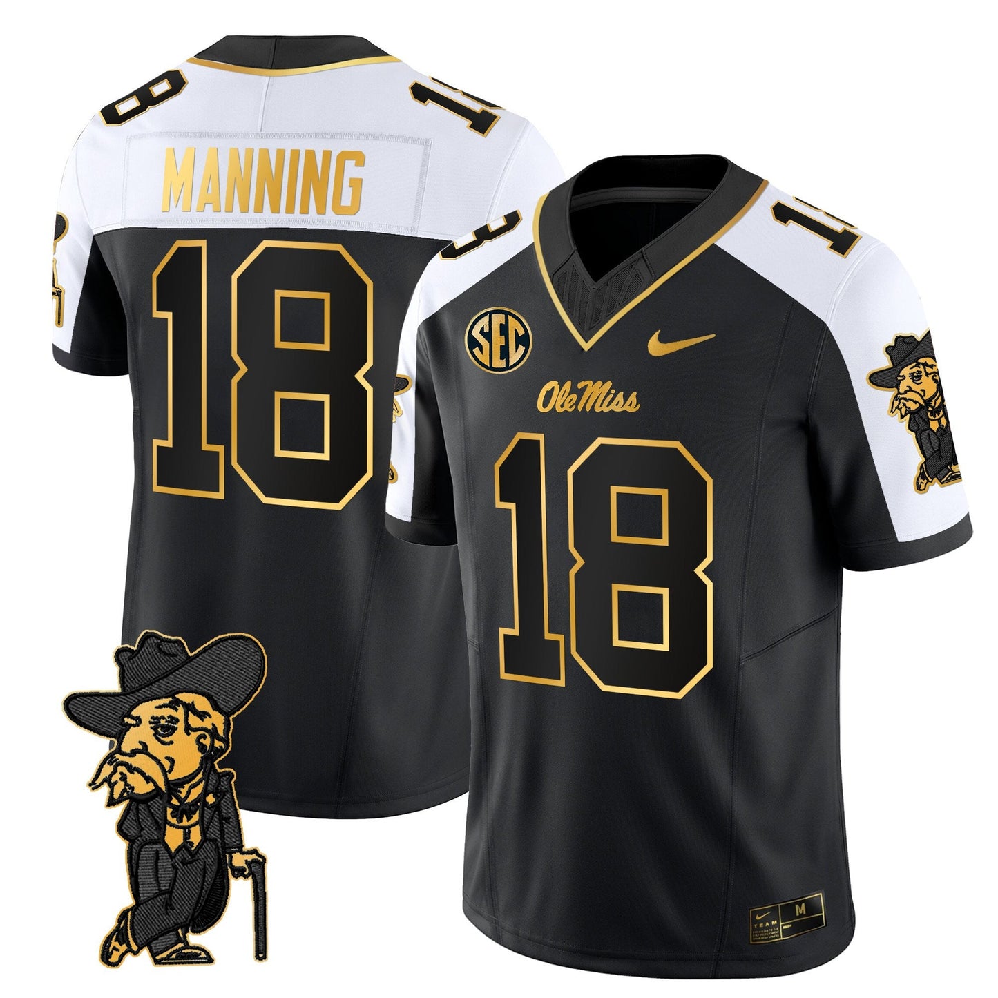 Men's Ole Miss Rebels 2025 Gold Vapor Limited Jersey - All Stitched