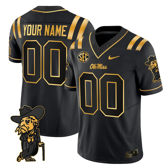 Ole Miss Rebels 2025 Gold Vapor Limited Custom Jersey - All Stitched