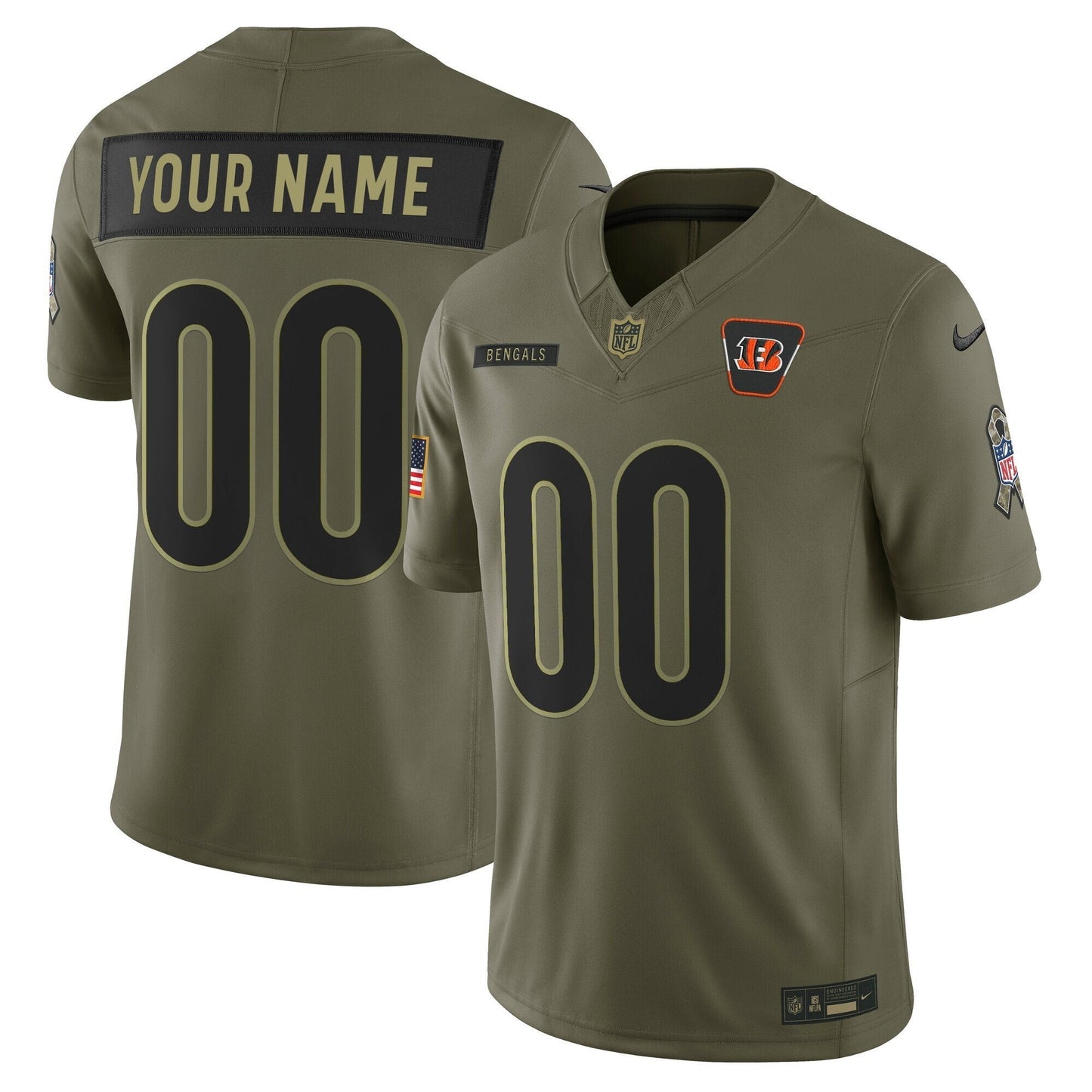 Cincinnati Bengals 2025 Salute to Service Vapor Limited Custom Jersey - All Stitched