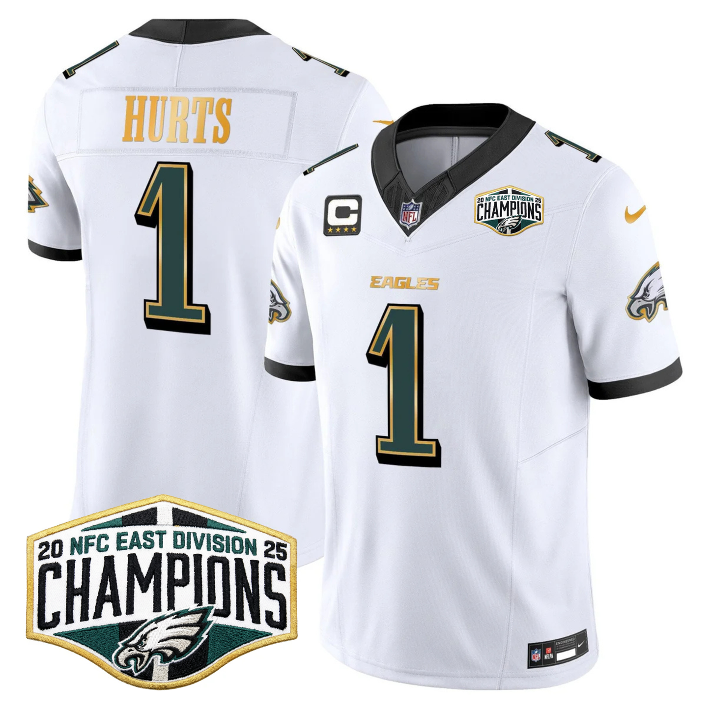 Eagles 2025 NFC East Division Champions Gold Trim Vapor Limited Jersey - All Stitched