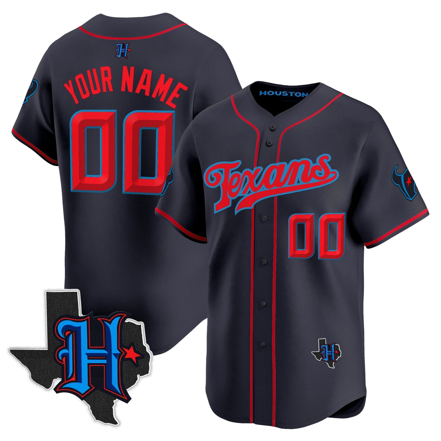 Houston Texans 2025 Vapor Baseball Custom Jersey - All Stitched