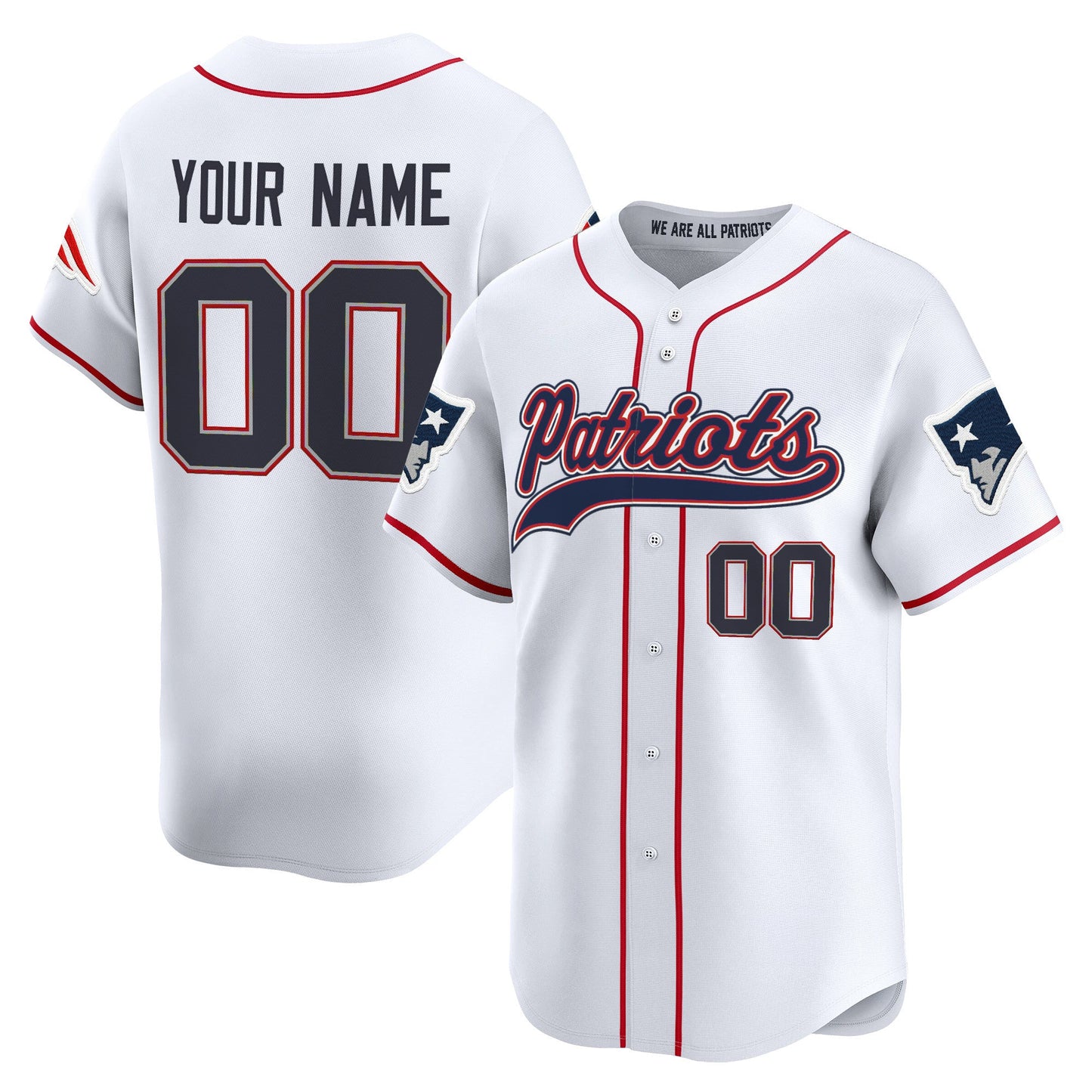 New England Patriots 2025 Vapor Baseball Custom Jersey - All Stitched