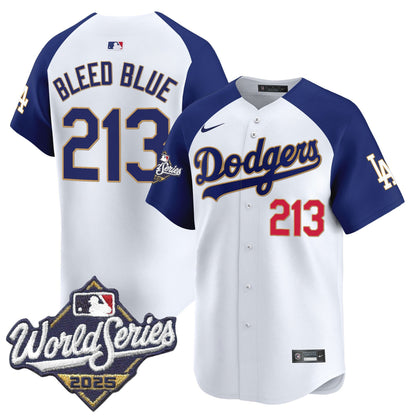 Men's Dodgers 2025 World Series Gold Trim Vapor Premier Limited Jersey - All Stitched