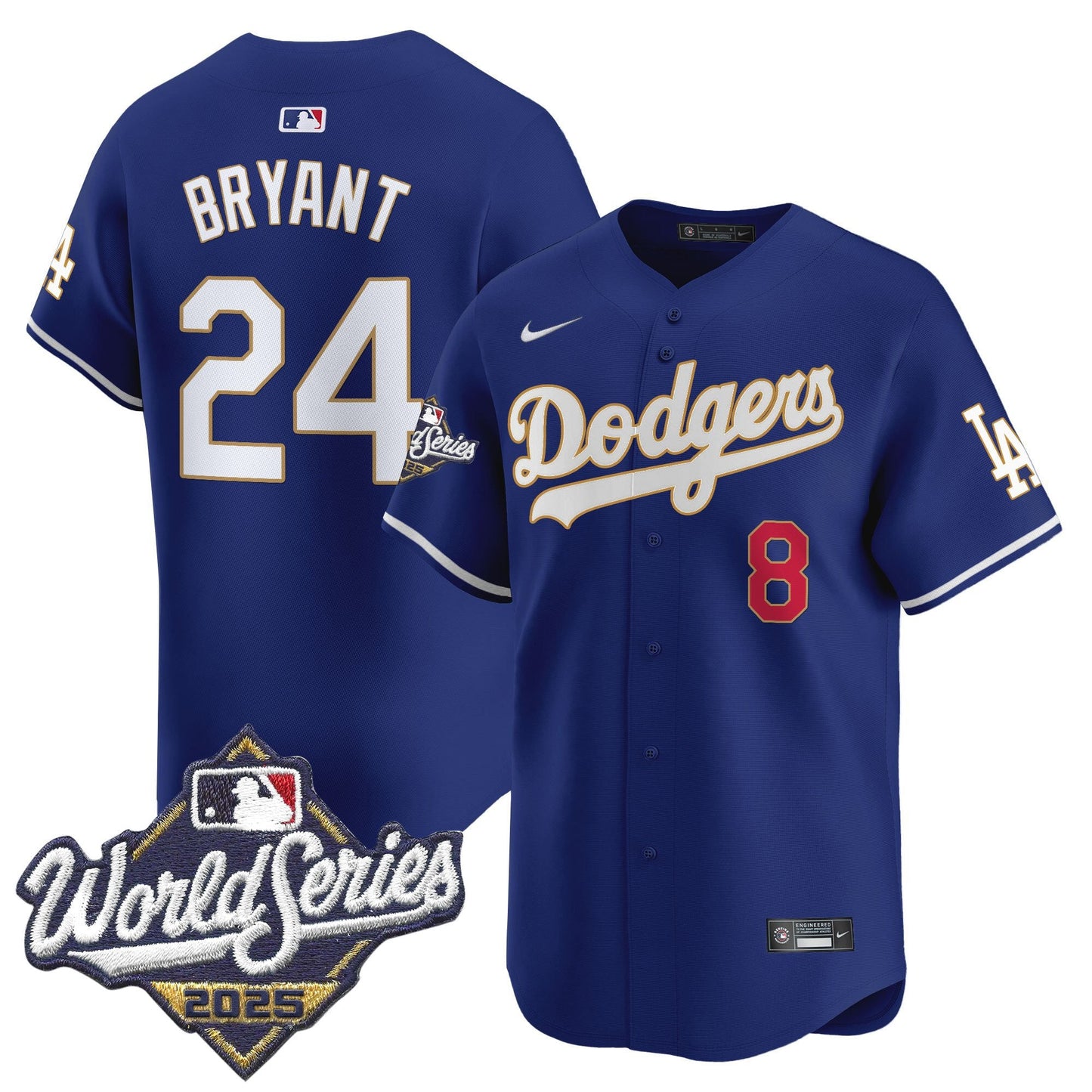Men's Dodgers 2025 World Series Gold Trim Vapor Premier Limited Jersey - All Stitched