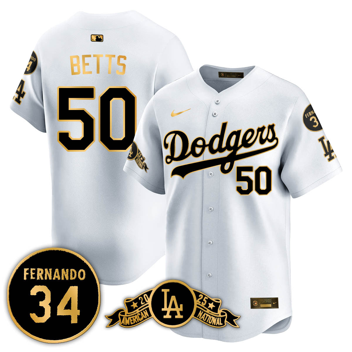 Los Angeles Dodgers 2025 National League Champions Jersey - All Stitched