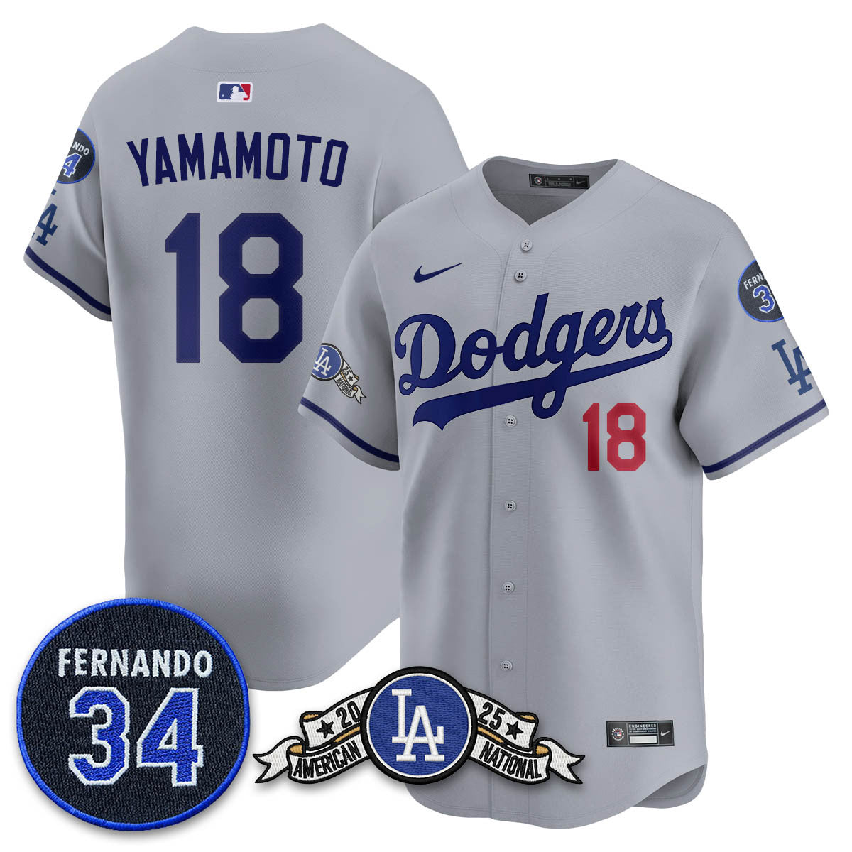 Los Angeles Dodgers 2025 National League Champions Jersey - All Stitched