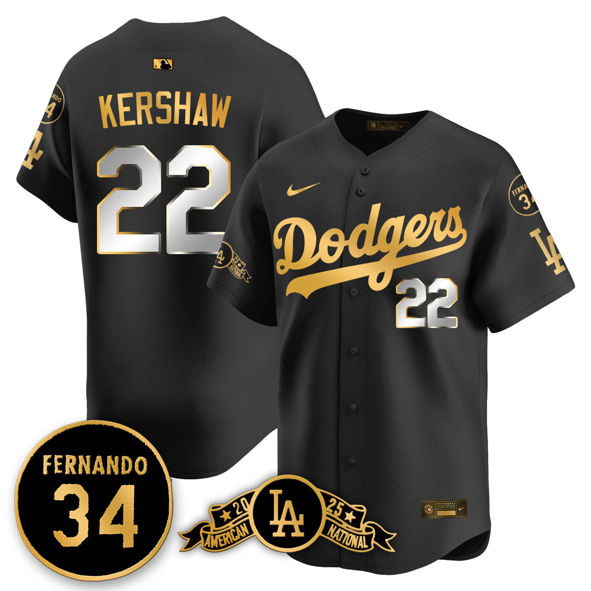 Los Angeles Dodgers 2025 National League Champions Jersey - All Stitched
