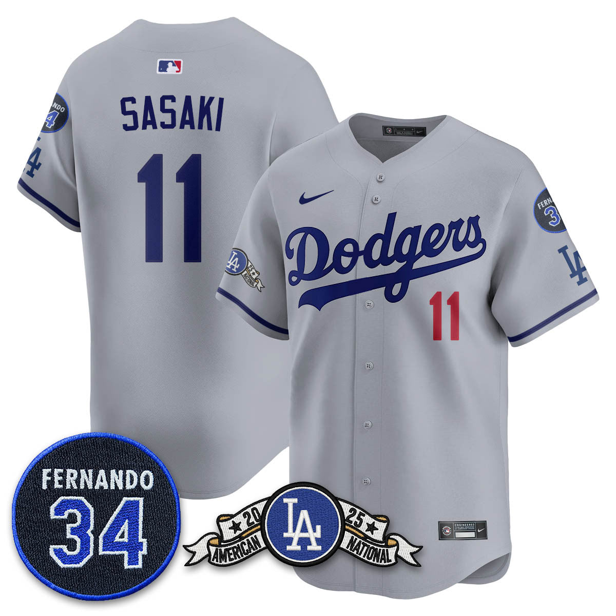 Los Angeles Dodgers 2025 National League Champions Jersey - All Stitched