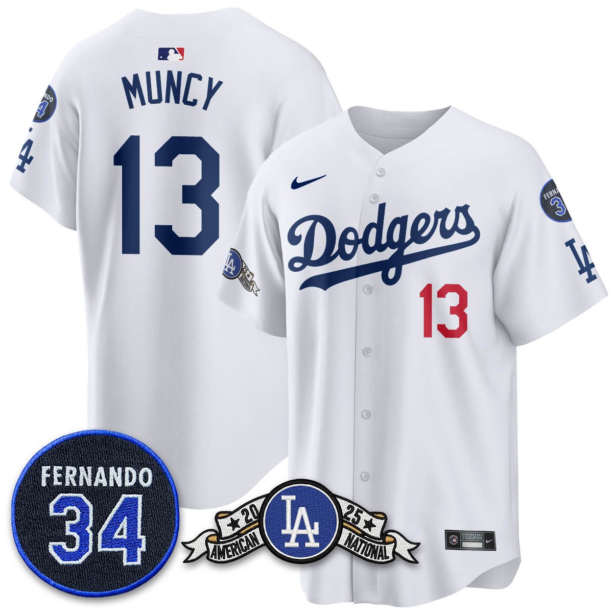 Los Angeles Dodgers 2025 National League Champions Jersey - All Stitched