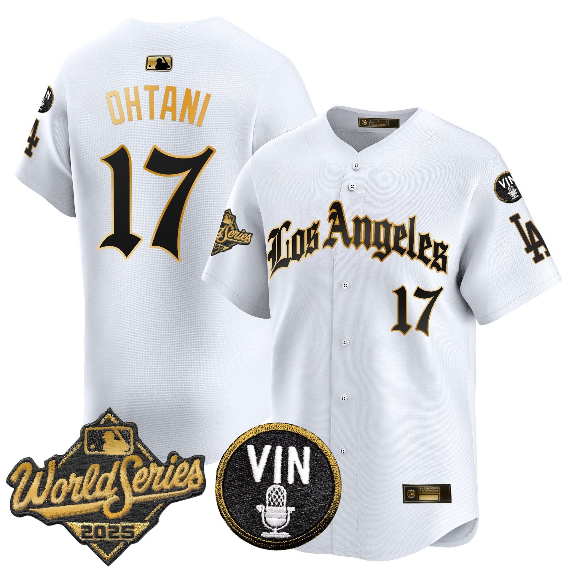 Men's Dodgers 2025 World Series Vapor Premier Limited Jersey - LA Gothic Edition - All Stitched
