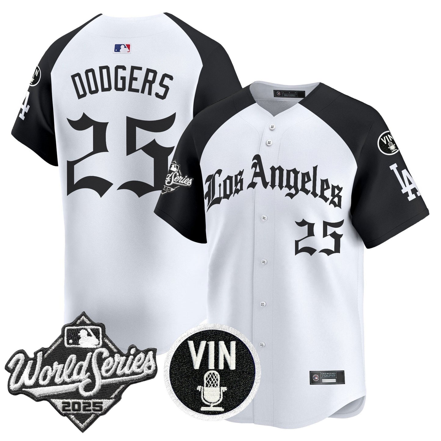 Men's Dodgers 2025 World Series Vapor Premier Limited Jersey - LA Gothic Edition - All Stitched
