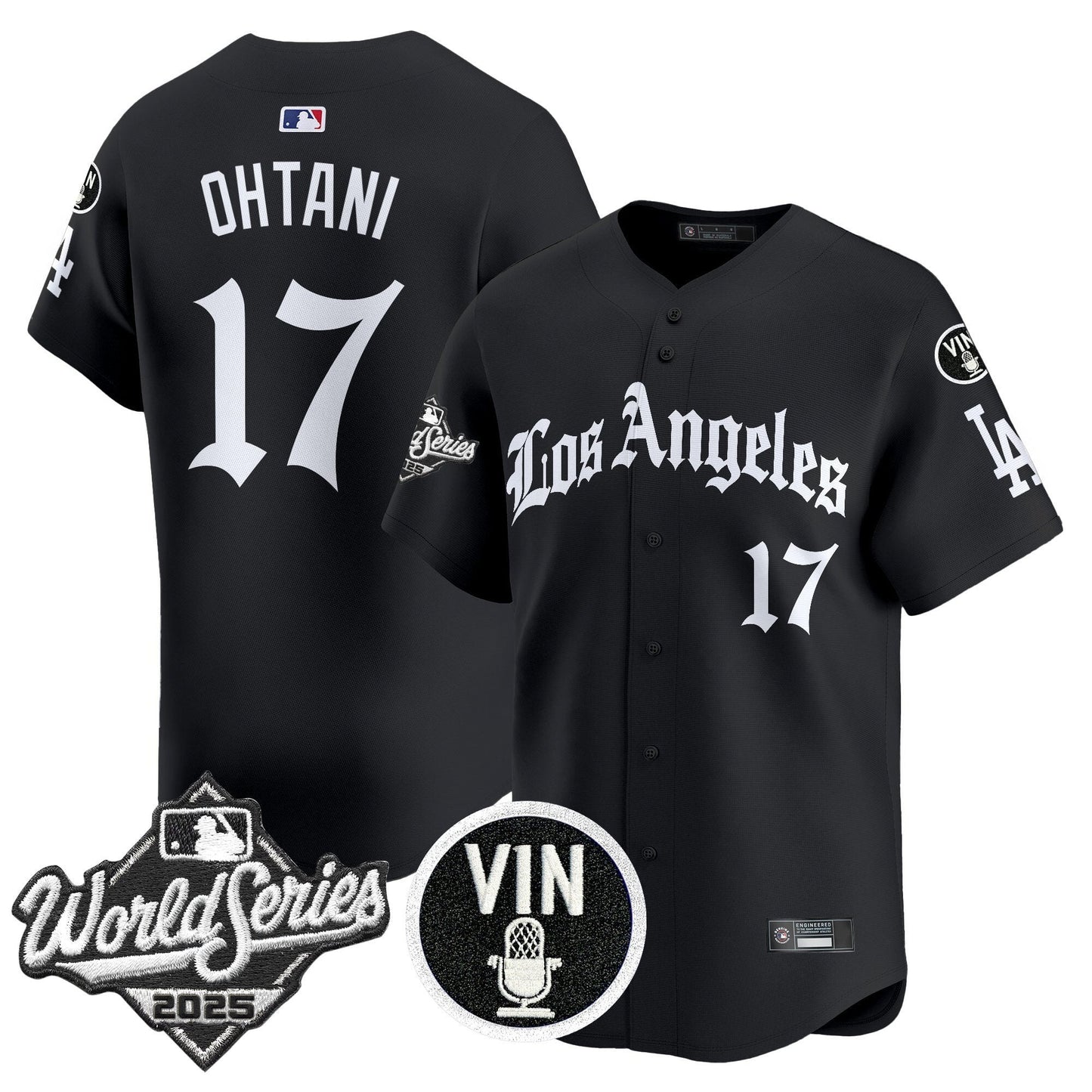 Men's Dodgers 2025 World Series Vapor Premier Limited Jersey - LA Gothic Edition - All Stitched