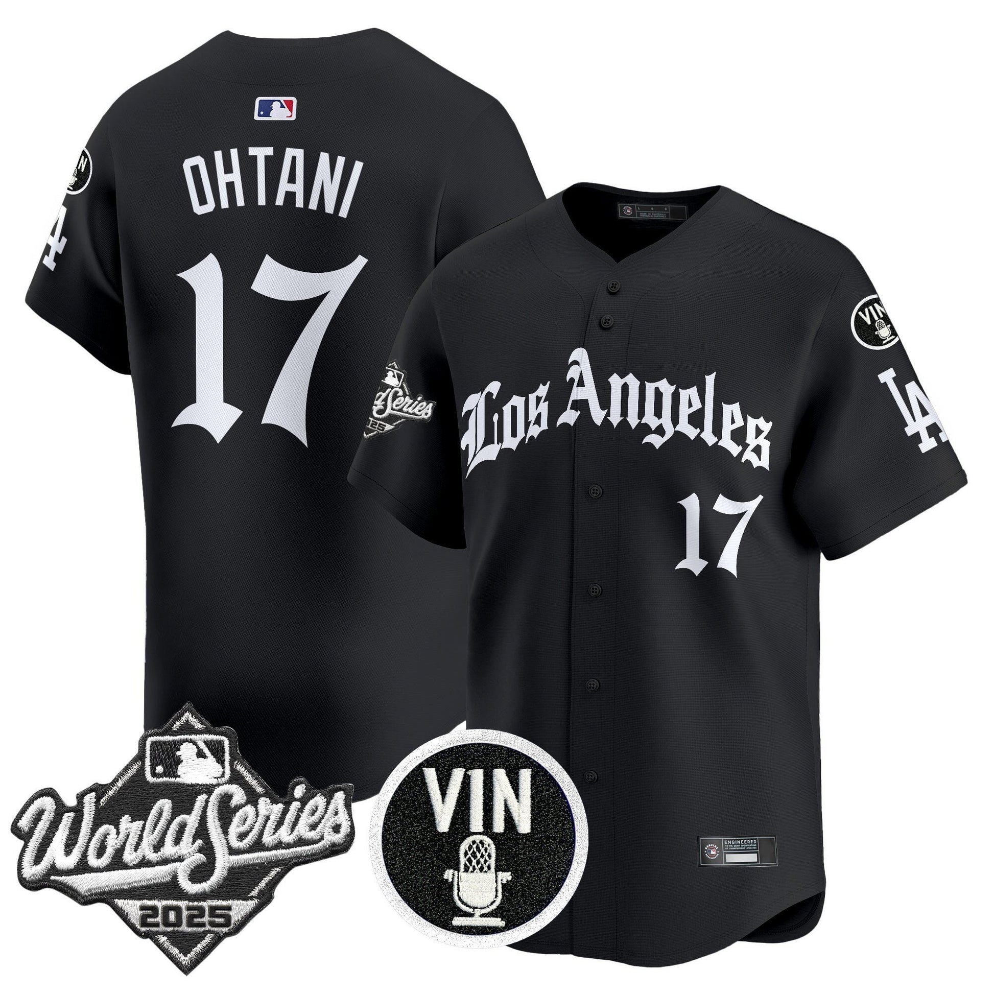 Men's Dodgers 2025 World Series Vapor Premier Limited Jersey - LA Gothic Edition - All Stitched