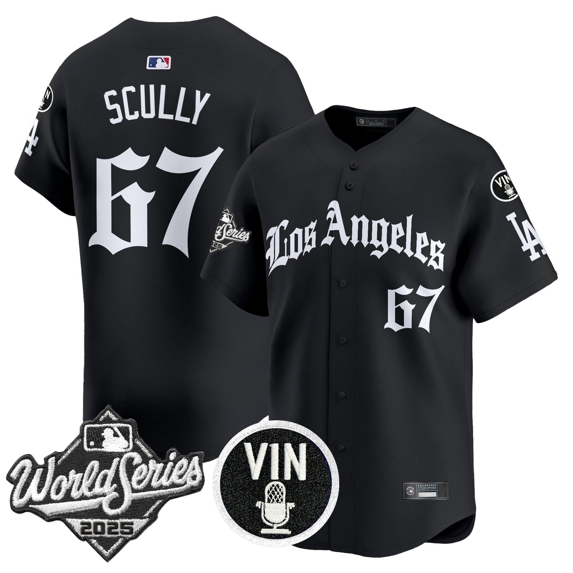 Men's Dodgers 2025 World Series Vapor Premier Limited Jersey - LA Gothic Edition - All Stitched