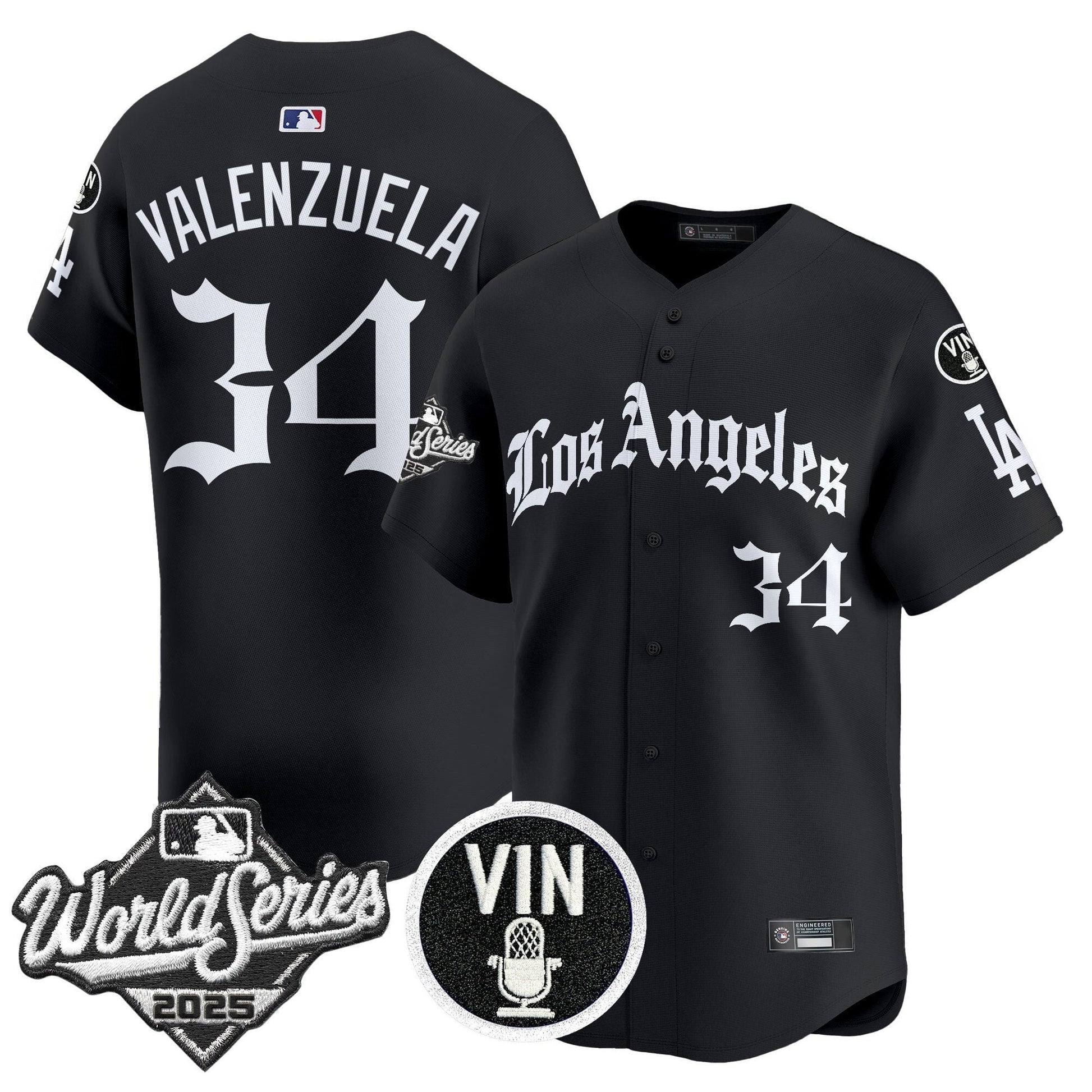 Men's Dodgers 2025 World Series Vapor Premier Limited Jersey - LA Gothic Edition - All Stitched