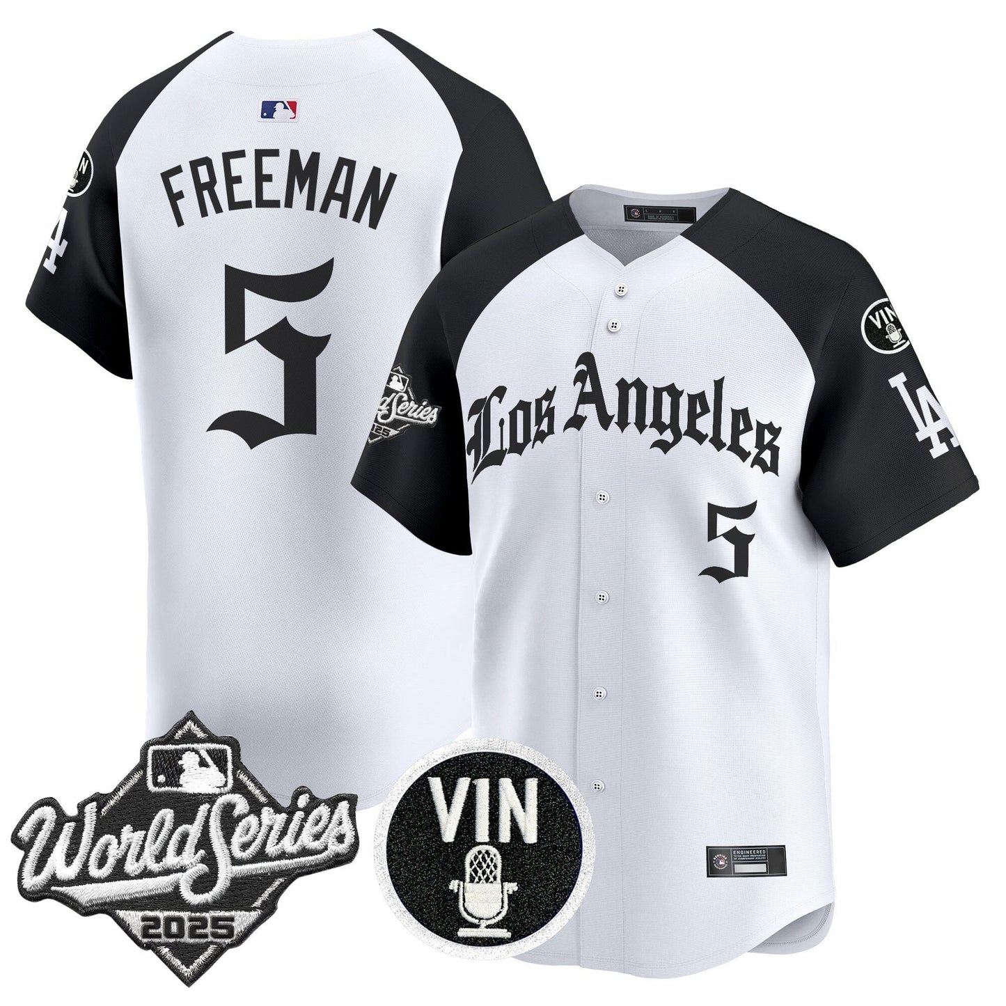 Men's Dodgers 2025 World Series Vapor Premier Limited Jersey - LA Gothic Edition - All Stitched
