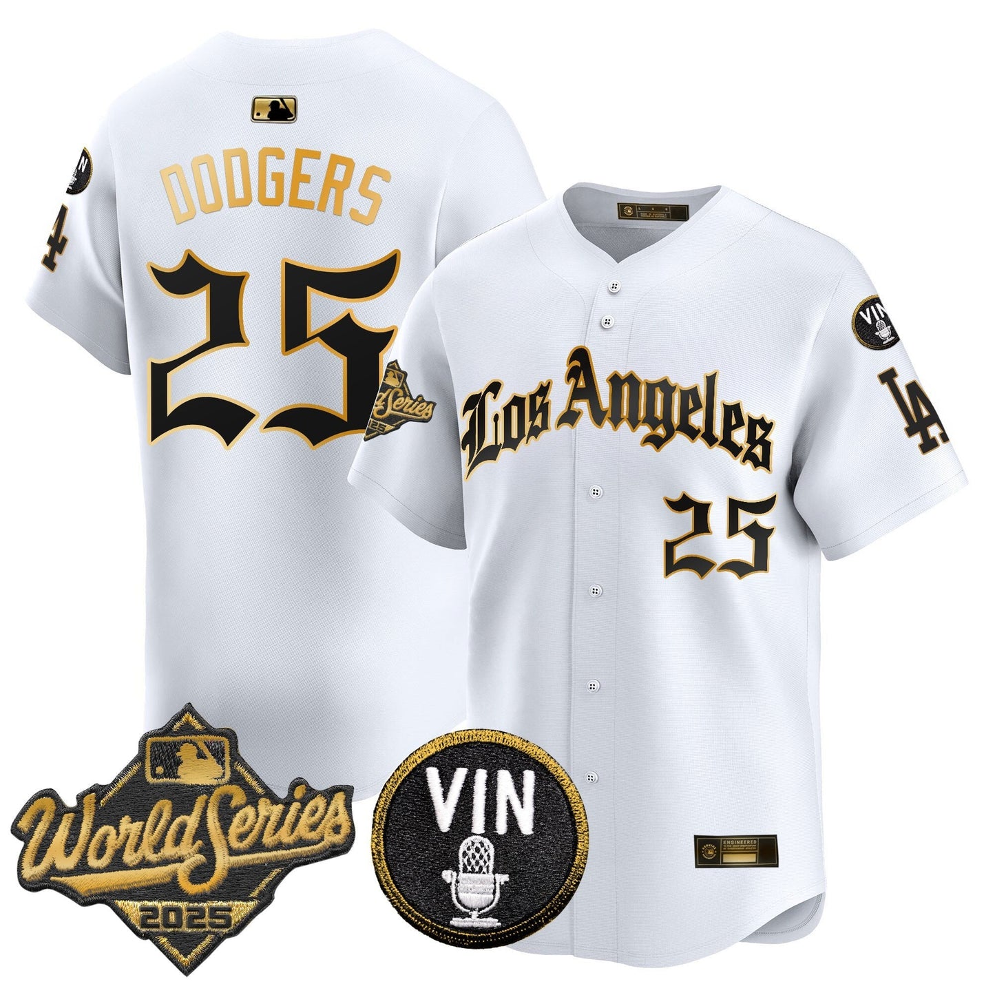 Men's Dodgers 2025 World Series Vapor Premier Limited Jersey - LA Gothic Edition - All Stitched