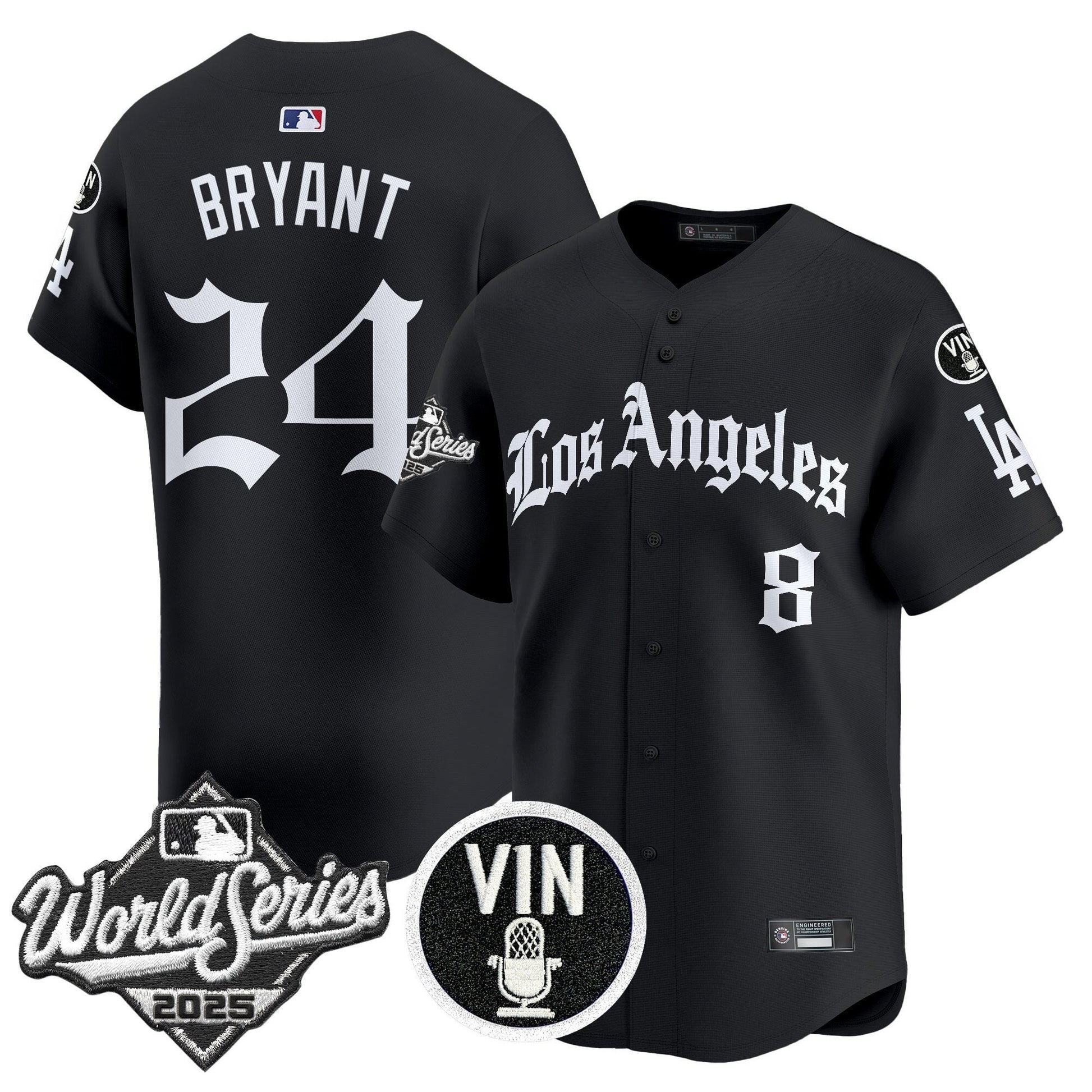 Men's Dodgers 2025 World Series Vapor Premier Limited Jersey - LA Gothic Edition - All Stitched