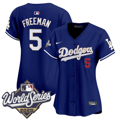 Women's Dodgers 2025 World Series Gold Trim Vapor Premier Limited Jersey - All Stitched