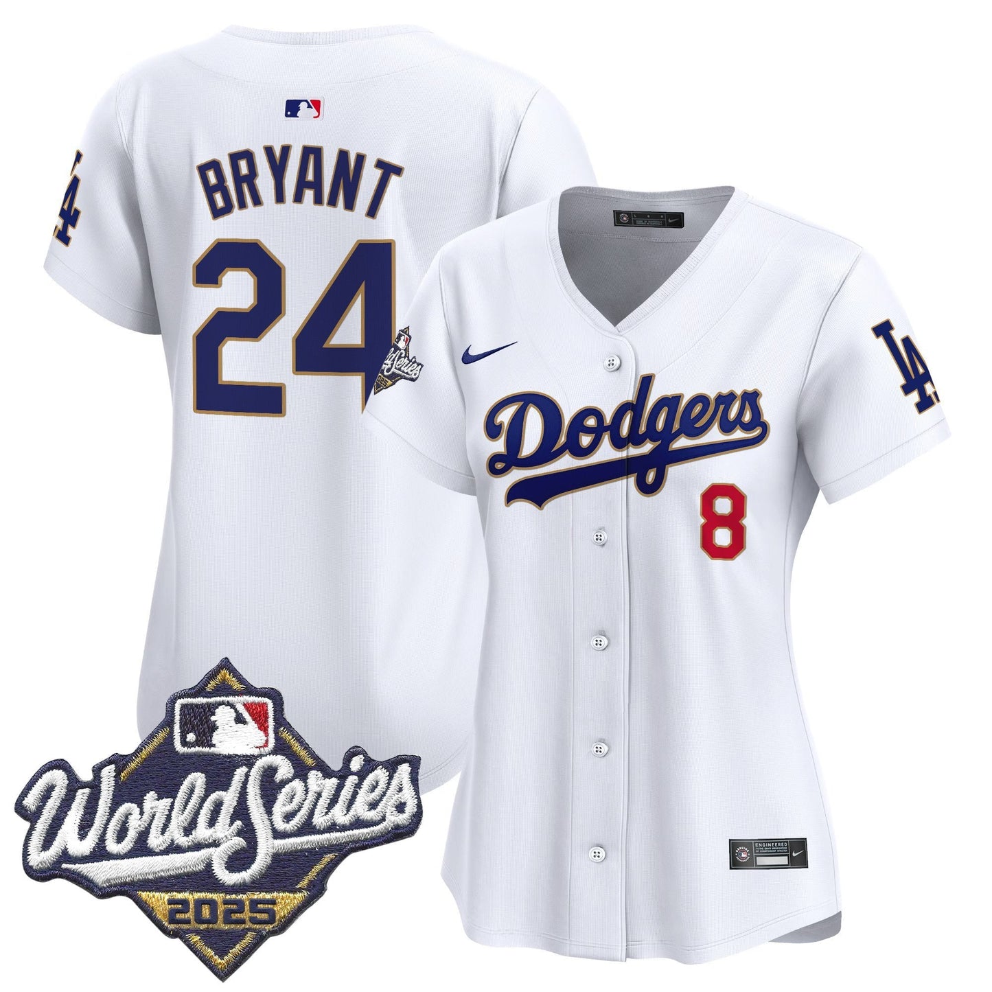 Women's Dodgers 2025 World Series Gold Trim Vapor Premier Limited Jersey - All Stitched