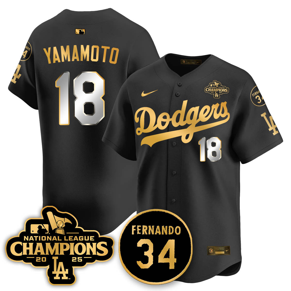Los Angeles Dodgers 2025 NL Champions Jersey - All Stitched