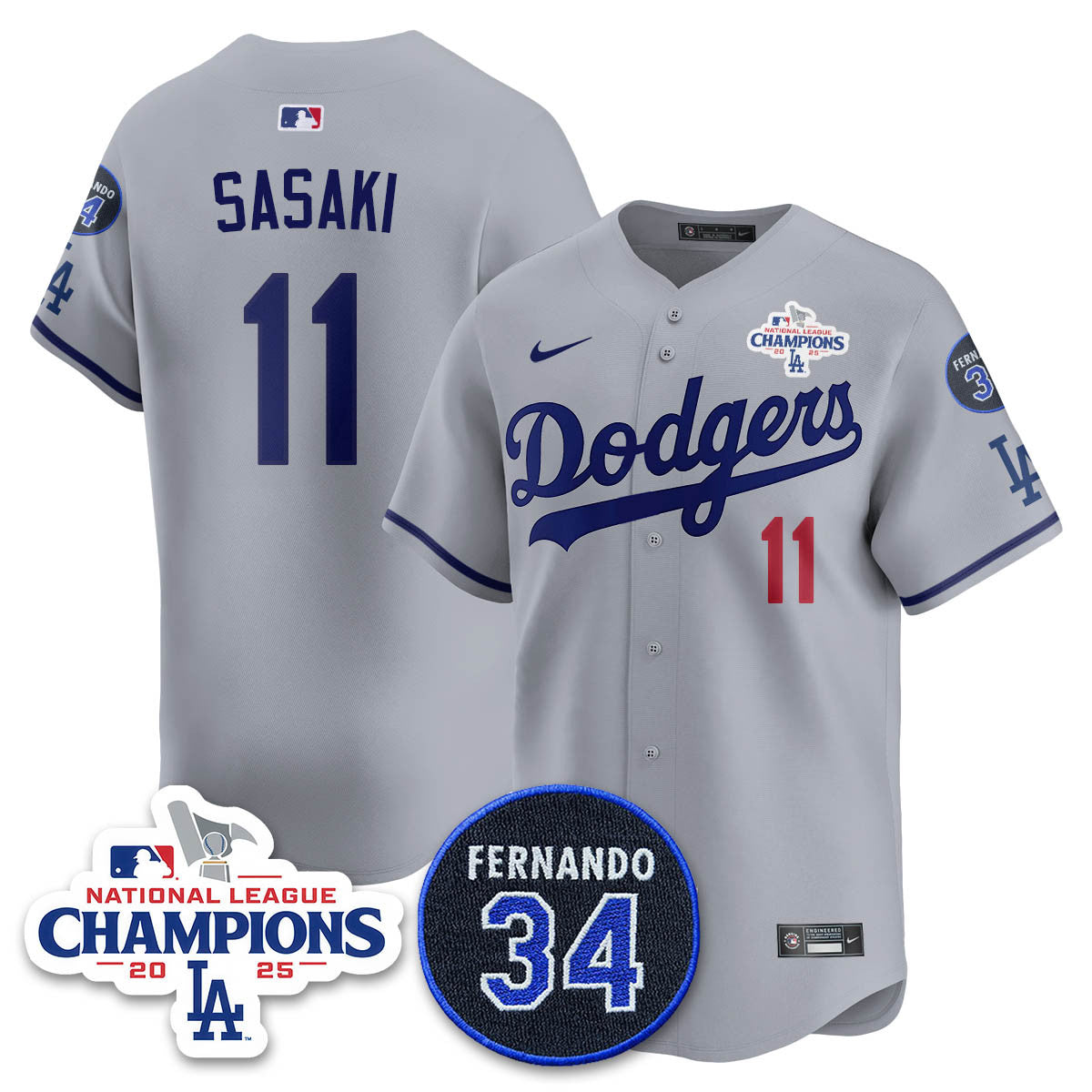 Los Angeles Dodgers 2025 NL Champions Jersey - All Stitched