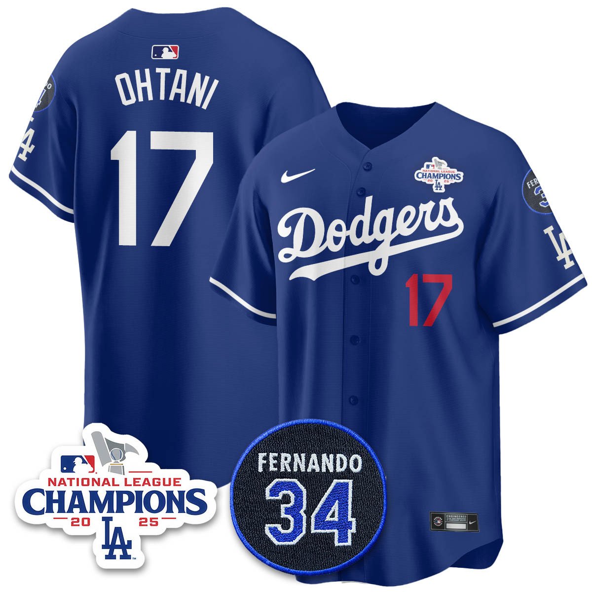 Los Angeles Dodgers 2025 NL Champions Jersey - All Stitched