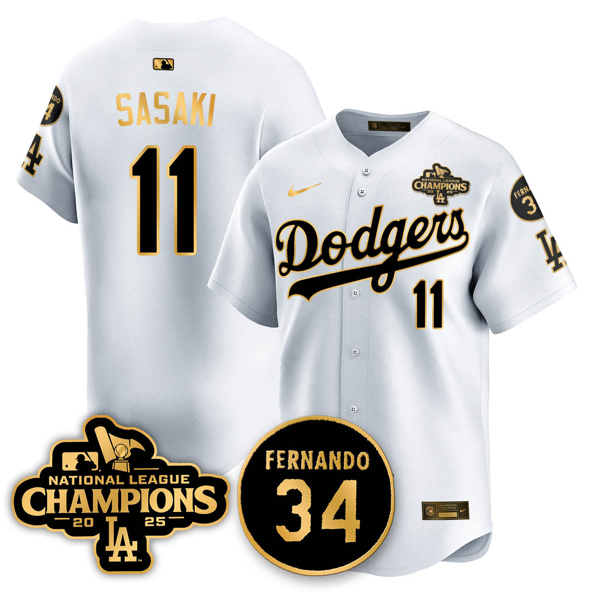 Los Angeles Dodgers 2025 NL Champions Jersey - All Stitched