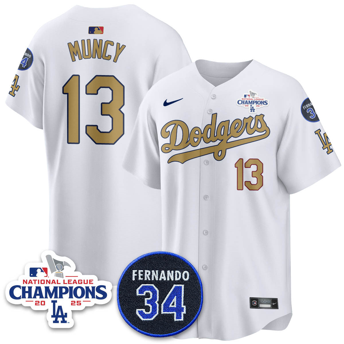 Los Angeles Dodgers 2025 NL Champions Jersey - All Stitched